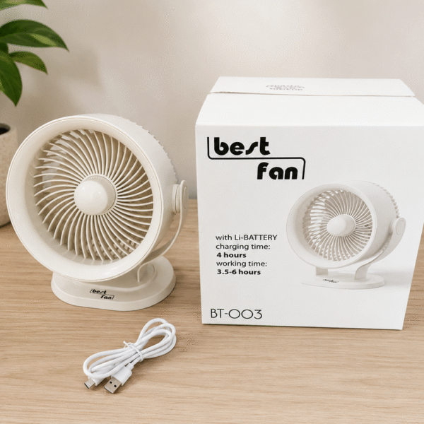 Настільний акумуляторний вентилятор Best Fan BT-003 USB, 15 см, 3 швидкості